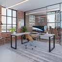 Ver imagem 1 de Escrivaninha Mesa Escritório em L Yon Presidente com 1 Gaveta 190x70x75