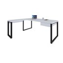 Ver imagem 4 de Escrivaninha Mesa Escritório em L Yon Presidente com 190x70x75 1 Gaveta 190cm Industrial Branco e Preto