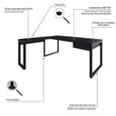 Ver imagem 5 de Escrivaninha Mesa Escritório em L Yon Presidente com 190x70x75 1 Gaveta 190cm Industrial Preto