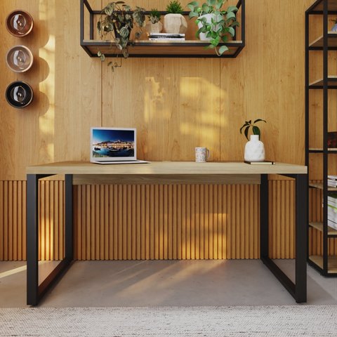 Escrivaninha Mesa Escritório Yon Diretor 150x70x75 150cm Industrial Vermont