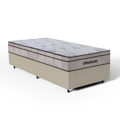 Cama Box com Colchão Ortobom de Molas Ensacadas Pillow In Pro Vida Solteiro 88cm