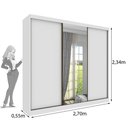 Ver imagem 4 de Guarda-Roupa Casal com Espelho 3 Portas de Correr e 6 Gavetas 270cm Multimóveis CR35495 Neve