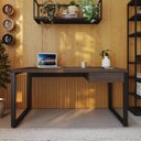 Ver imagem 1 de Escrivaninha Mesa Escritório Yon Diretor com 150x70x75 1 Gaveta 150cm Industrial Terracota e Preto Marrom