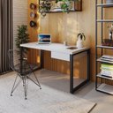 Ver imagem 7 de Escrivaninha Mesa Escritório Yon Diretor com 150x70x75 1 Gaveta 150cm Industrial Branco e Preto