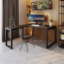 Ver imagem 7 de Escrivaninha Mesa Escritório em L Yon Diretor 150x70x75 150cm Industrial Terracota E Preto