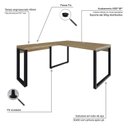 Ver imagem 5 de Escrivaninha Mesa Escritório em L Yon Diretor 150x70x75 150cm Industrial Vermont e Preto Marrom
