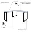 Ver imagem 5 de Escrivaninha Mesa Escritório em L Yon Diretor 150x70x75 150cm Industrial Branco E Preto