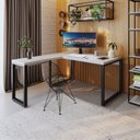 Ver imagem 7 de Escrivaninha Mesa Escritório em L Yon Diretor 150x70x75 150cm Industrial Branco E Preto