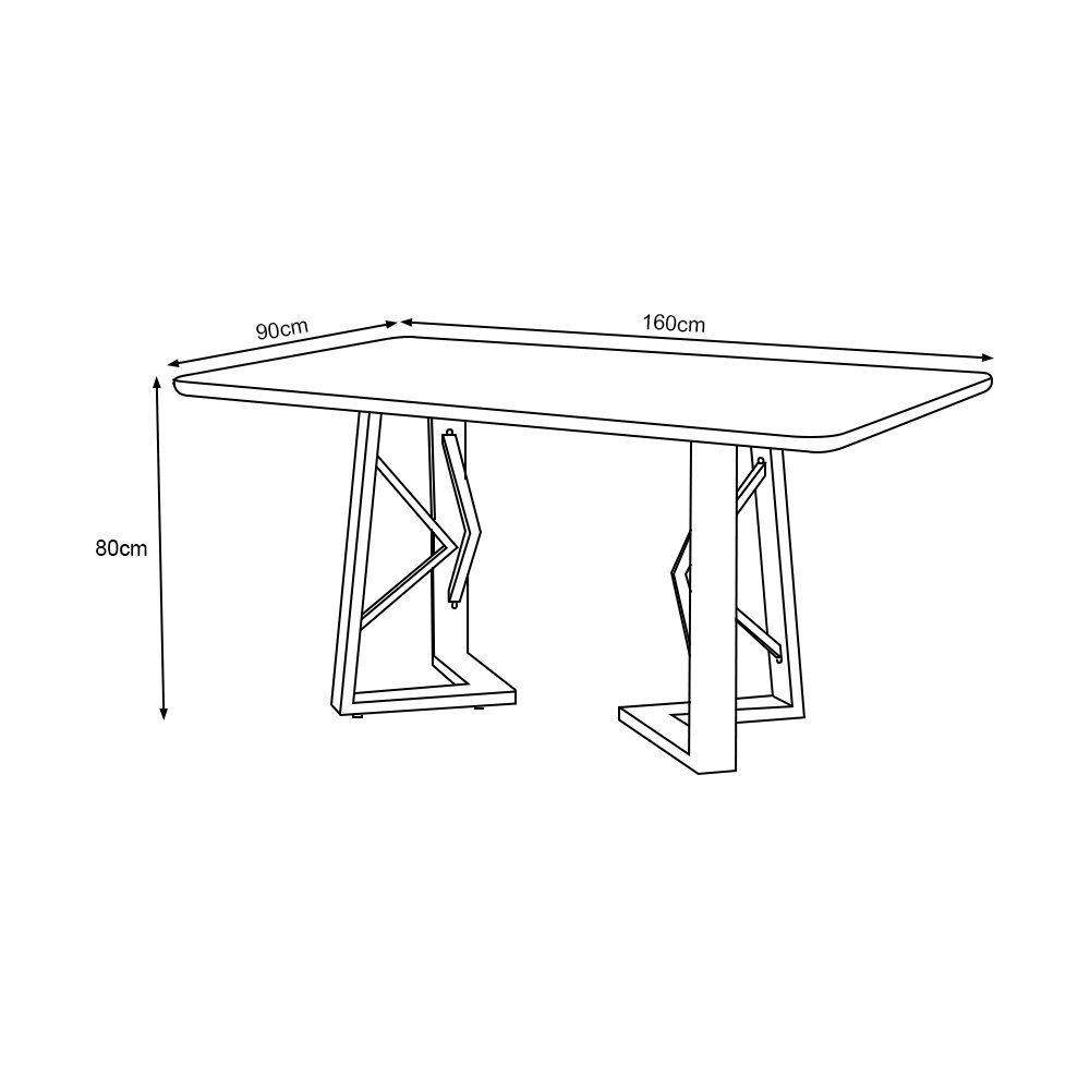 Mesa de Jantar Jamili 160x90 Linha Wood e Tampo Preto Base em Madeira Maciça - 3