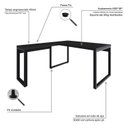 Ver imagem 5 de Escrivaninha Mesa Escritório em L Yon Diretor 150x70x75 150cm Industrial Preto