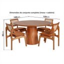 Ver imagem 3 de Conjunto Mesa com 4 Cadeiras de Madeira Maciça Rattan Natural e Estofada Daren Espresso Móveis