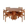 Conjunto Mesa com 4 Cadeiras de Madeira Maciça Rattan Natural e Estofada Daren Espresso Móveis - 12
