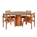 Ver imagem 2 de Conjunto Mesa com 4 Cadeiras de Madeira Maciça Rattan Natural e Estofada Daren Espresso Móveis