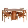 Conjunto Mesa com 4 Cadeiras de Madeira Maciça Rattan Natural e Estofada Daren Espresso Móveis - 2
