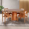 Conjunto Mesa com 4 Cadeiras de Madeira Maciça Rattan Natural e Estofada Daren Espresso Móveis - 1