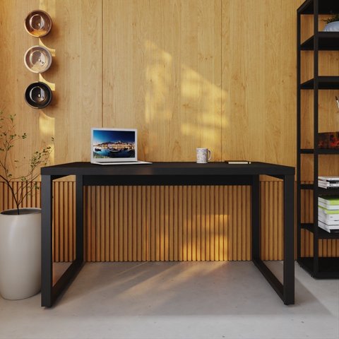 Escrivaninha Mesa Escritório Yon Operacional 135x70x75 135cm Industrial Preto