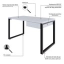 Ver imagem 5 de Escrivaninha Mesa Escritório Yon Operacional com 135x70x75 1 Gaveta 135cm Industrial Branco e Preto