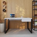 Ver imagem 1 de Escrivaninha Mesa Escritório Yon Operacional com 135x70x75 1 Gaveta 135cm Industrial Branco e Preto