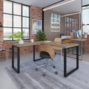 Ver imagem 1 de Escrivaninha Mesa Escritório em L Yon Operacional 135x70x75 135cm Industrial Vermont e Preto Marrom