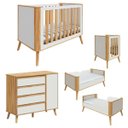 Ver imagem 1 de Mini Berço com Cômoda Quarto de Bebê Mdf Off White Amendoa