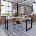 Ver imagem 1 de Escrivaninha Mesa Escritório em L Yon Operacional 135x70x75 135cm Industrial Branco e Preto