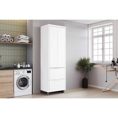 Armário Multiuso P/ Área Serviço Marquesa C/ 2 Portas e 2 Gavetas 70cm Branca - Nesher