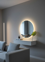 Ver imagem 1 de Espelho Redondo Lapidado com Luz Led Fria para Maquiagem Quarto Sala Salão Suporte de Fixação 60cm