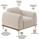 Ver imagem 2 de Poltrona Decorativa Base de Madeira Castanho e Pés Metalizado D'ouro Molino D02 Bouclê Creme B-54