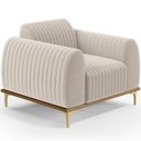 Ver imagem 1 de Poltrona Decorativa Base de Madeira Castanho e Pés Metalizado D'ouro Molino D02 Bouclê Creme B-54