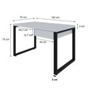 Ver imagem 3 de Escrivaninha Mesa Escritório Yon Operacional com 120x70x75 1 Gaveta 120cm Industrial Branco e Preto