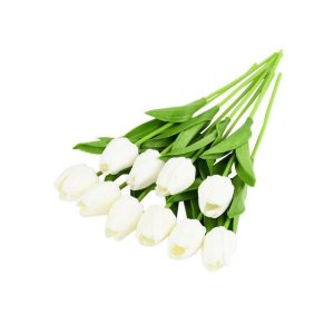 Buque Kit 9 Tulipas Cor Branca 40cm Flores Artificiais