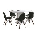 Ver imagem 6 de Mesa Jantar Londres Retangular Branca 137x90 6 Cadeiras Estofadas Verde Madeira
