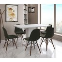 Ver imagem 1 de Mesa Jantar Londres Retangular Branca 137x90 6 Cadeiras Estofadas Verde Madeira