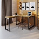 Ver imagem 7 de Escrivaninha Mesa Escritório em L Yon Operacional 120x70x75 120cm Industrial Vermont e Preto Marrom