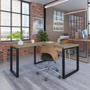 Ver imagem 1 de Escrivaninha Mesa Escritório em L Yon Operacional 120x70x75 120cm Industrial Vermont e Preto Marrom