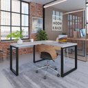 Ver imagem 1 de Escrivaninha Mesa Escritório em L Yon Operacional 120x70x75 120cm Industrial Branco e Preto