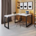 Ver imagem 7 de Escrivaninha Mesa Escritório em L Yon Operacional 120x70x75 120cm Industrial Branco e Preto