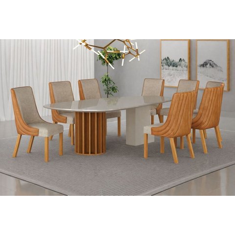 Conjunto Jantar 8 Cadeiras Maciça 2x1 Pilar Vdo- Arbo Design