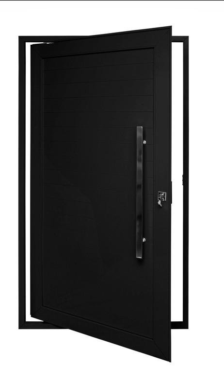 Porta pivotante alumínio lambril Preto Direita 210x120