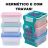 Pote Vasilha Plastica para Armazenamento - TRAVADÕES DUP - KIT 03 Potes 375ml. - Trava Total. - 1