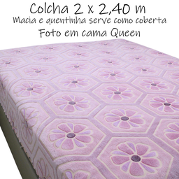 Colcha Premium Coberta Casal Aveludada Flores Piacer ou L'amore:rosa - 3