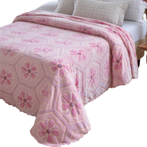Colcha Premium Coberta Casal Aveludada Flores Piacer ou L'Amore:Rosa