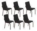 Ver imagem 1 de Kit 6 Cadeiras Malibu Corino Tempest Preto Tubo Marrom Cafe