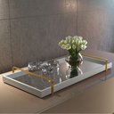 Ver imagem 1 de Bandeja Decorativa Espelhada Alça Dourada Larflex Off White
