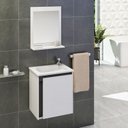 Ver imagem 4 de Conjunto Gabinete de Banheiro com Cuba e Espelheira Suspenso 44cm Apollo Branco/Cinza