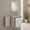 Ver imagem 1 de Conjunto Gabinete de Banheiro com Cuba e Espelheira Suspenso 44cm Apollo Branco/Cinza