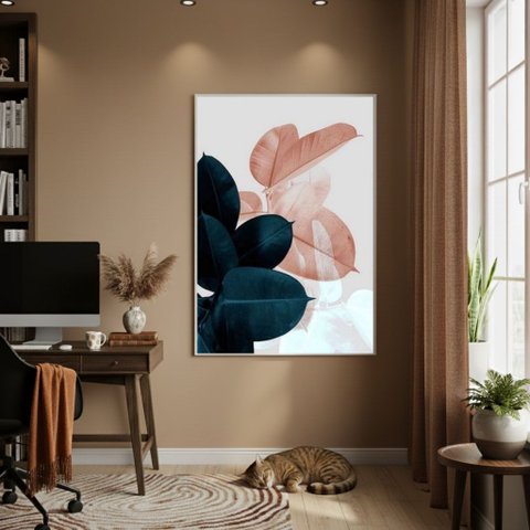 Quadro Decorativo Folhas em Camadas 70x50cm Mold Branca