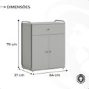 Ver imagem 4 de Armário Multiuso Baixo Industrial com 2 Portas 1 Gaveta Criare Marrom/Preto/Nature