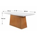 Ver imagem 4 de Mesa de Sala Jantar Luna C/ Tampo 180x90cm Madeirado Vidro Canto Curvo - Imbuia/ripado 3d/off White