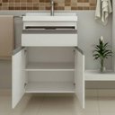 Ver imagem 3 de Gabinete de Banheiro 50cm com Lavatório e Armário Ref 501 Branco